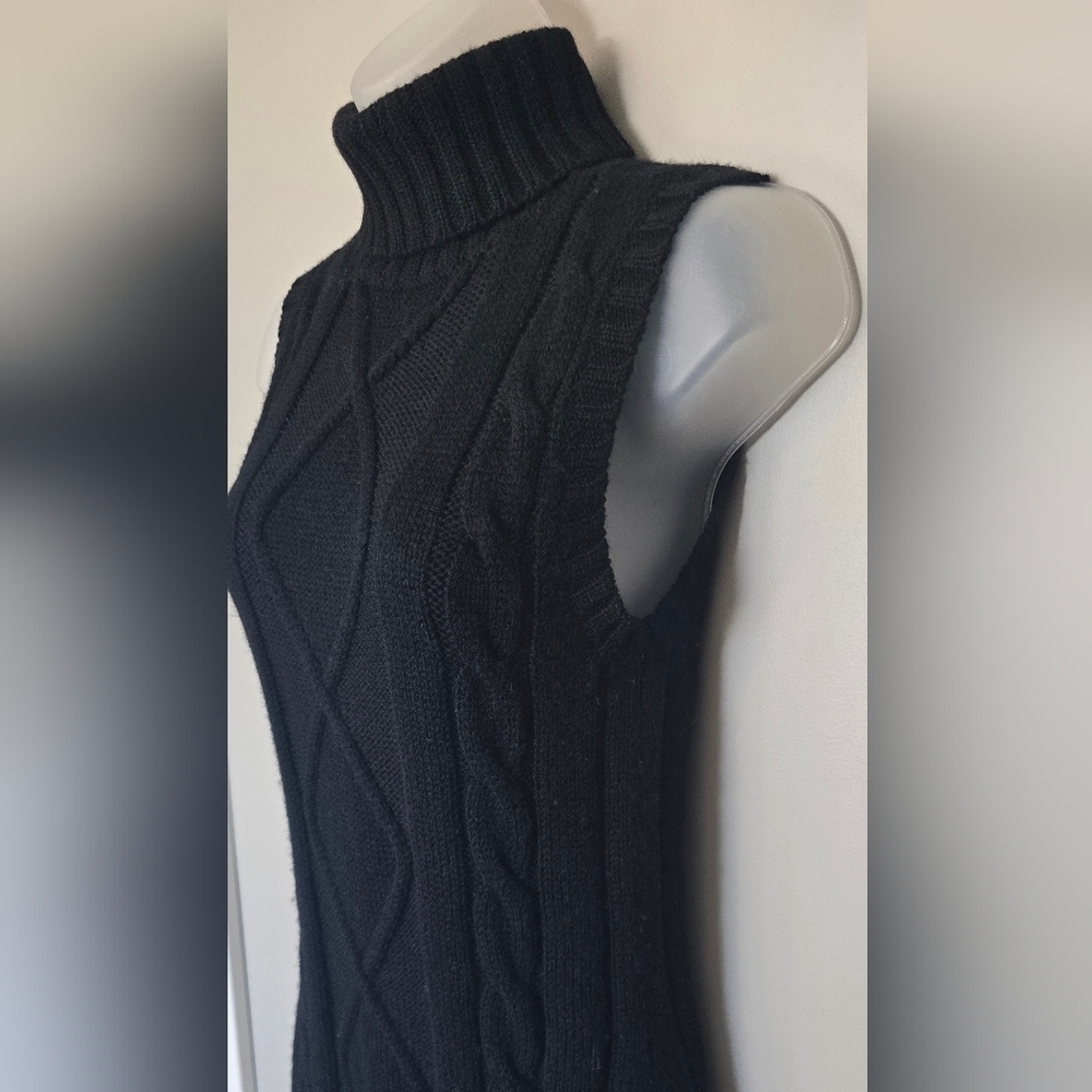 Nine West Turtle Neck sweater dress Black Sleeveless 100% Merino Wool Womens Xs - Picture 2 of 9
